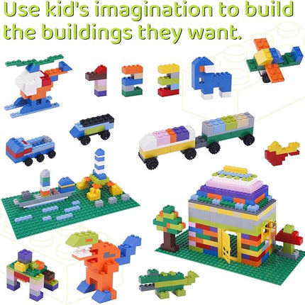 1100 Pieces Building Bricks, Compatible with Lego Classic Building Blocks Bulk with Baseplates, Doors Windows and Wheels, STEM Creative Construction Toys for 6 7 8 9 10 11 12 Year Old