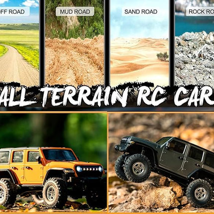 YIKESHU RC Rock Crawler RC Truck 4x4 RC Car Off Road 1/18 Scale Remote Control Truck Realistic 3 Speed Proportional Steering 370 Brushed Motor Upgrade Chassis Led Light Hobby Toy for Adult