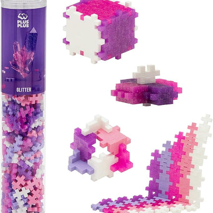 PLUS PLUS 240 Piece Interlocking Building Blocks for Kids, Open Ended Connecting Toys, STEM Bin Classroom Mini Manipulatives - Glitter Mix Play Tube