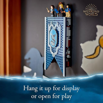 LEGO Harry Potter Ravenclaw House Banner Building Kit 76411-3D Harry Potter Room Wall Decoration, Great Gift Set for Boys Girls Kids, Hogwarts Castle Common Room, Luna Lovegood Minifigure and Wands