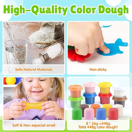 Farm Animals Color Dough Toys for Kids Ages 2-4-8, Big Red Barn Farm Playset with Animal Figures Clay Dough Modeling Tools, Art Crafts Toddler Learning Toy, Ideal Christmas Birthday Gifts