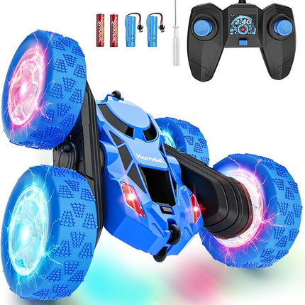 Remote Control Car for Boys 6-12 Year Old Double Sided 360°Rotating 4WD Rechargeable RC Cars Race Stunt Toy Car for Kids Birthday-Blue
