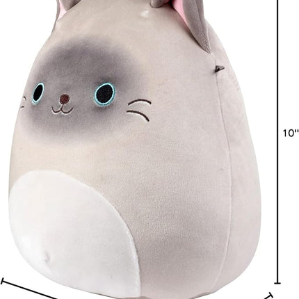 Squishmallows 10" Felton the Siamese Cat - Officially Licensed Kellytoy Plush - Collectible Soft & Squishy Kitty Stuffed Animal Toy - Add to Your Squad - Gift for Kids, Girls & Boys - 10 Inch