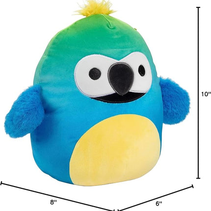 Squishmallow 10" Baptise the Macaw Plush - Official Jazwares - Soft, Cuddly, Colorful Bird Stuffed Animal, Perfect for Kids, Collectors & Gifts, Cozy Hug Pillow, Cute Tropical Parrot Toy for All Ages