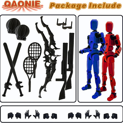 3D Printed 5.54-inch Multi-Jointed Action Figures Dummy13, Full Body Mechanical Movable Toy, Multiple Accessories, Hand Painted Figure, Desk Decoration, Creative Gifts (Sport-set1)