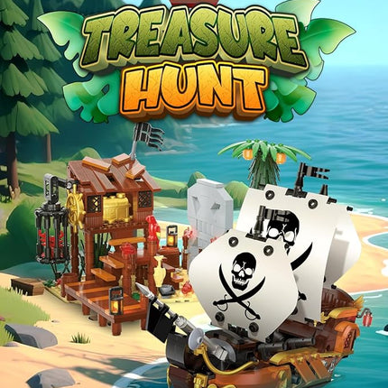 dOvOb Pirate Ship House Mini Blocks Building Set - 726PCS Construction STEM Collection Display Set for Adults and Teen