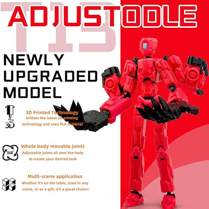 8Inch T13 Action Figure Assembly Completed,3D Printed Multi-Jointed Movable Toy Nova 13 Action Figures Desktop Decorations for Game Lovers Toy (Red Emitting red Light)