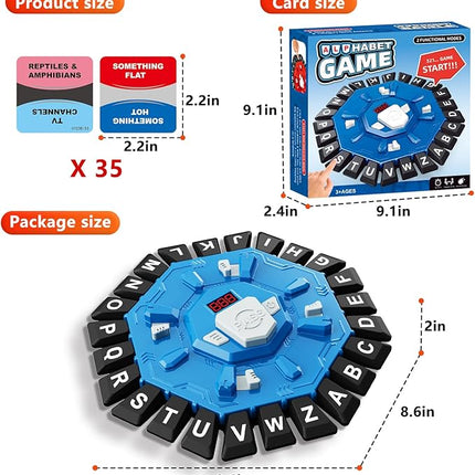 Word Game Family Board Game with Digital Display Timer and 2 Categories Modes Fun Fast-Paced 24-Letter Game for Learning Party Interactive (Blue)