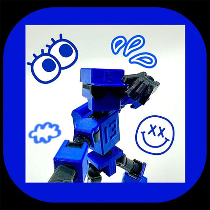 (Assembly Completed) 3D Printed 6.65-inch Action Figure Mini-13, Full Body Mechanical Movable Toy, Multiple Accessories, Desk Decoration, Creative Gifts (Blue)