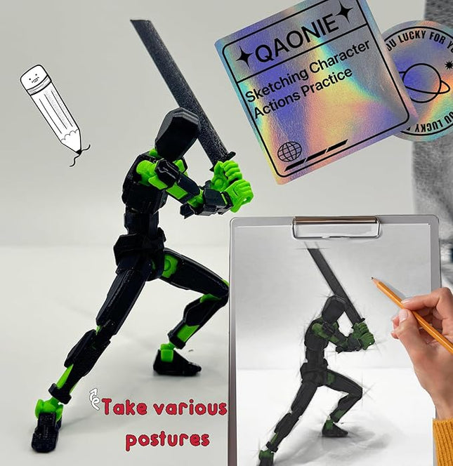 3D Printed 5.54-inch Multi-Jointed Action Figures Dummy13, Full Body Mechanical Movable Toy, Multiple Accessories, Hand Painted Figure, Desk Decoration, Creative Gifts (White)