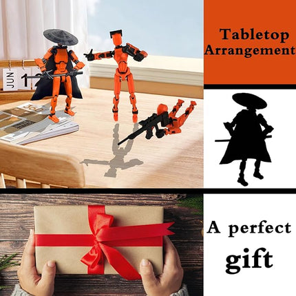 Already Assembled T13 Action Figure Accessories,Dummy 13 T13 Multi-Jointed Movable 3D Printed Toys (Orange)