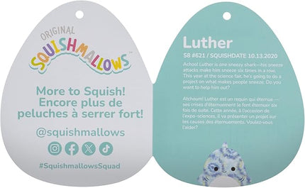 Squishmallows Original 8-Inch Luther Blue Tie-Dye Tiger Shark - Official Jazwares Plush