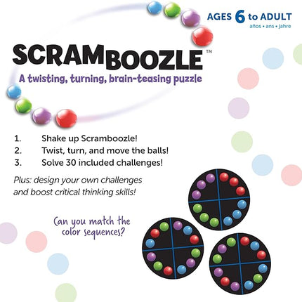 Learning Resources Scramboozle Puzzle Ball - 3D Brain Teasers and Puzzle Games for Kids and Adults, Puzzle Sort Ball Game, Fidget Toys, Travel Games for Ages 6+