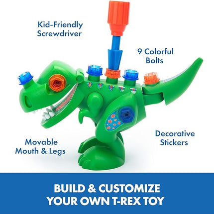 Educational Insights Design & Drill T-Rex Take Apart Dinosaur Toy, 13-Pieces, Preschool STEM Toy, Gift for Kids Ages 3+