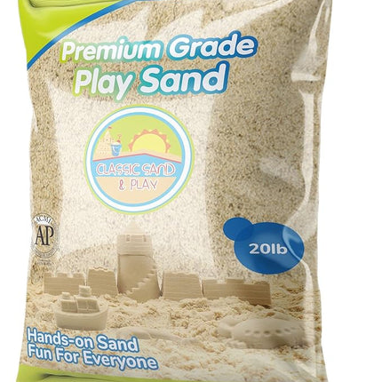 Classic Sand and Play Sand for Sandbox, Table, Therapy, and Outdoor Use, 20 lb. Bag, Natural, Non-Toxic, Wet Castle Building for Creativity and Stimulates Sensory Skills