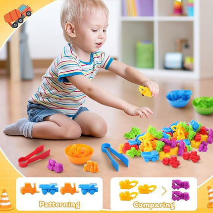 RAEQKS Counting Sorting Toys Matching Stacking Games with Bowls Sensory Preschool Learning Activities Educational Montessori Stacking Toy Gifts Sets for Kids Aged 3 4 5 Years Old Boys Girls