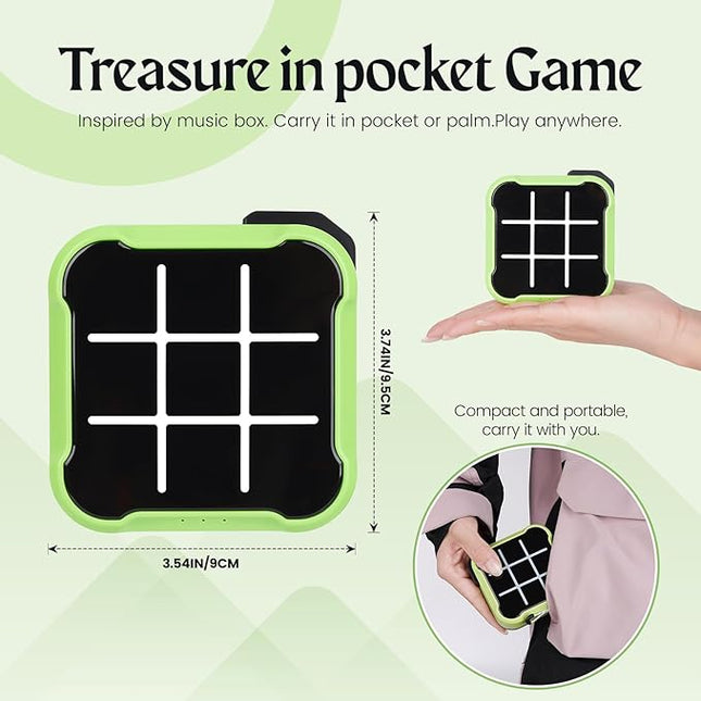 Tic Tac Toe Game, 4 in 1 Handheld Educational Game Machine, Electronic Tic Tac Toe Game for Education and Memory Growth, Home, Toy Board Game for Kids and Adults (Green)