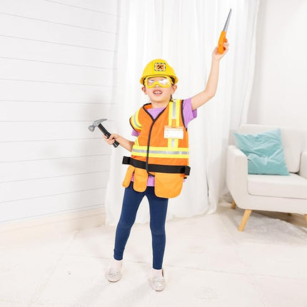 Melissa & Doug Construction Worker Costume Set (6-Piece) with Deluxe Jumbo Cardboard Blocks (24-Piece)