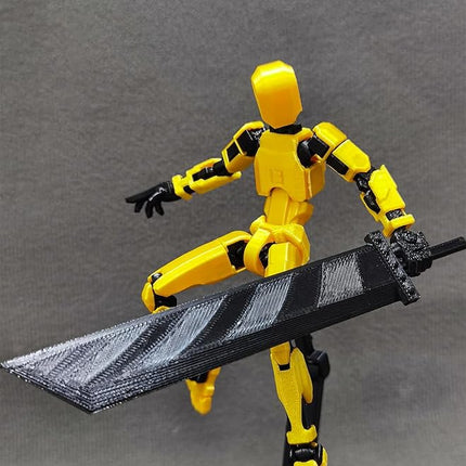 (Assembly Completed) T13 Action Figure, 5.5 Inch 3D Printed Multi-Jointed Movable Dummy 13 Toy,Dummy 13 Robot Action Figure with Lots of Weapons, Gold