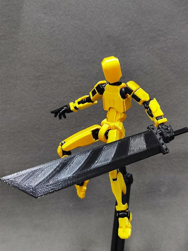 (Assembly Completed) T13 Action Figure, 5.5 Inch 3D Printed Multi-Jointed Movable Dummy 13 Toy,Dummy 13 Robot Action Figure with Lots of Weapons, Gold