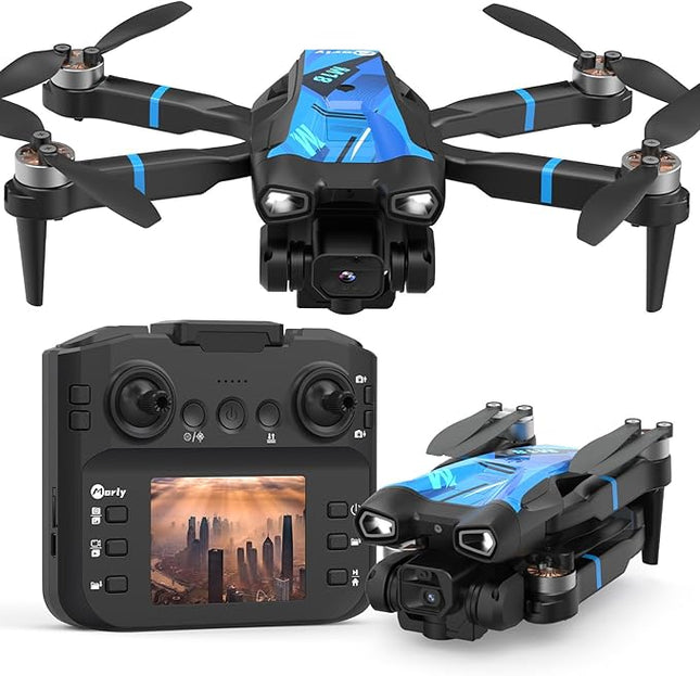 M18LCD FPV Drone with 1080P Camera Brushless Motor Optical Flow Positioning Headless Mode One Key Takeoff/Landing RC Quadcopter for Adults