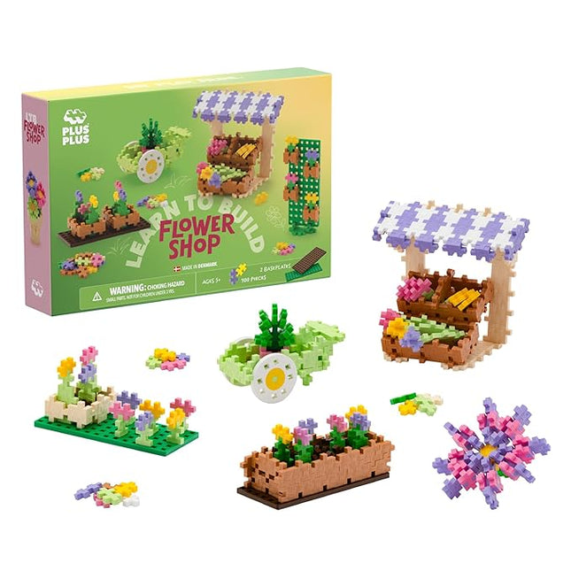 PLUS PLUS Learn to Build Set, Interlocking Mini Building Blocks, 3D Puzzle Construction Stem Toy for Kids - Flower Shop Mix, 400 Pieces