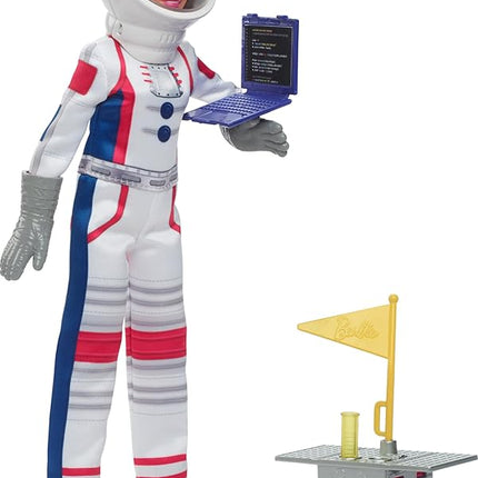 Barbie 65th Anniversary Doll & 10 Accessories, Astronaut Set with Brunette Doll, Rolling Rover, Space Helmet with Flipping Shield & More