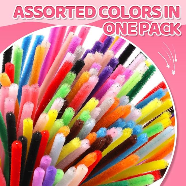Bundooraking 200pcs Pipe Cleaners Craft Supplies, 12in Chenille Stems in 20 Colors, Soft & Flexible for Arts and Crafts, DIY Projects, Decorations