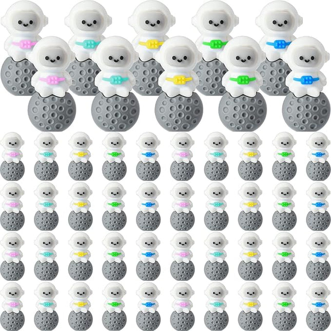 Sonwyoung 50 Pcs Mini Astronaut Figurines Astronaut Statue Space Toys for Space Cake Topper Kids Gift School Classroom Supplies Prize Piñata Goodie Bag Stuffer DIY Home Shelf Tabletop (Seated Pose)