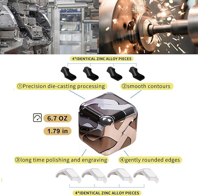 Metal-Puzzles Brain-Teaser 3D-Toys: Fidget-Toys Cool-Gadgets-Stuff Square-Cube-Box Puzzle-Toy ADHD Tools Stress Relief Gift for Kid Children Teen Adult Office Home School Christmas
