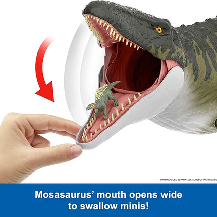 Mattel Jurassic World Rebirth Super Colossal Mosasaurus Action Figure, Dinosaur Toy with 2 Attack Actions, Movie-Accurate & Posable