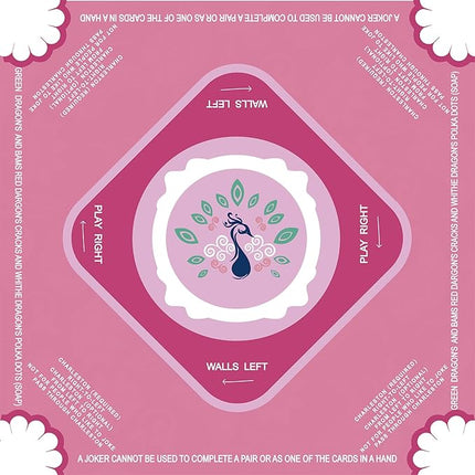 Mahjong Mat-Non-Slip Noise Reduction Gaming Mat,with Playing Instructions for Learnin,for Mahjong、Poker-Board Games、Card Games、Dominoes ( 31.5In*31.5In) (Pink)