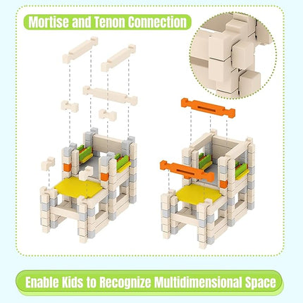 127PCS Wooden Building Blocks Set for Toddlers, Construction City Stacking Toys, Preschool Learning Educational Toys for Kids 3+ Years Girls and Boys (Farm)