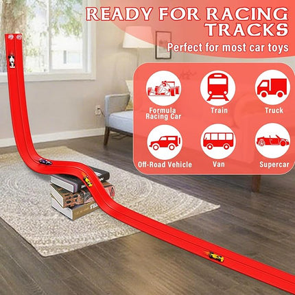 Flexible Race Car Track 16Ft with Suction Cups, Classic Long Rolls Up Portable Racetrack Car Truck Track Compatible with Hot Wheels and Diecast 1/64th Cars Hot Wheels Race Track Toy for Gifts