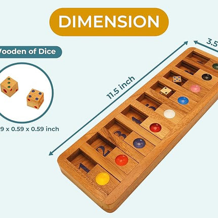 BSIRI Shut The Box Board Games with Math Kids Player Wooden Box of Brain Teaser Puzzles for Family Educational and Get Fun on Game to Teach Kids to Count on Math