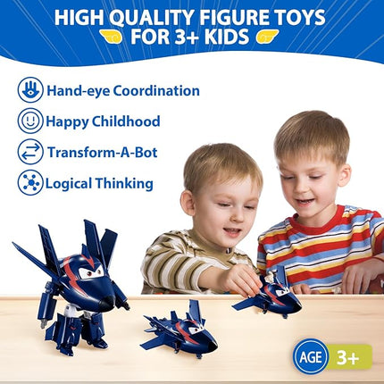 Super Wings Transformable Toys, 5 in Agent Chase Airplane Transforming Figures Toys, 2 in 1 Mode Rescue Bots Action Figure Toys for 3-5 Year Old Boys Girls, Plane Toys for Toddlers Kids Age 3 4 5 6 7