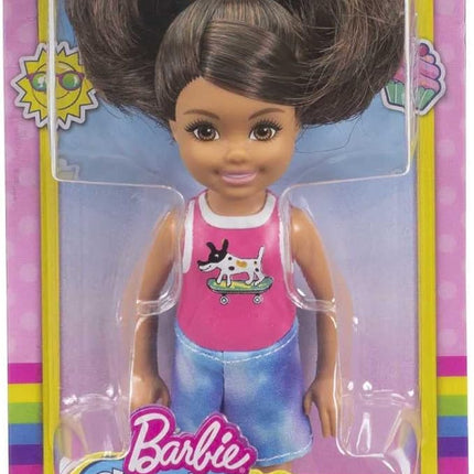 Barbie Chelsea Doll (6-inch Brunette) Wearing Sparkly Skirt, Molded Unicorn Top & Green Shoes, Gift for 3 to 7 Year Olds