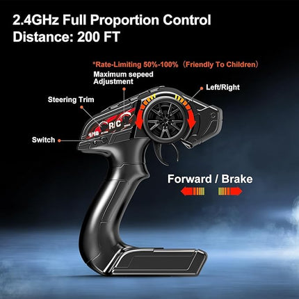 Rc Cars 1:18 All Terrain RC Car for Adults & Boys (HS18305), 4WD Off-Road RC Truck High Speed Fast 40+ KPH, 4X4 Waterproof Remote Control Car with 2 Rechargeable Batteries