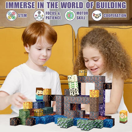 213 PCS Magnetic Blocks Building Toys Set Sword Kids Blocks for Toddler Boys Girls 3+, STEM Sensory Magnetic Cubes Christmas Birthday Present Construction Building Toys