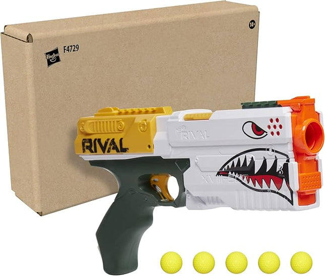NERF Rival Kronos XVIII-500 Blaster, Breech-Load, 5 Nerf Rival Rounds, Spring Action, 90 FPS Velocity, White Color Design, Ages 14+ (Amazon Exclusive)