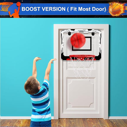 Indoor Mini Basketball Hoop Set, Upgrade Wall Mount Basketball Hoop for Wall Yard Outdoor, Over Door Room Hoops Game with 4 Balls Shatter Resistant Backboard -Complete Accessories Included