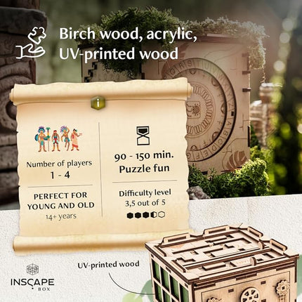 INSCAPE Maya´s Myths - Puzzle Box - Escape Room in A Box - Cluebox - Gift Puzzle Boxes for Adults with Hidden Compartments - Escape Room Puzzles Escape Room Game - Brain Teasers Puzzles for Adults
