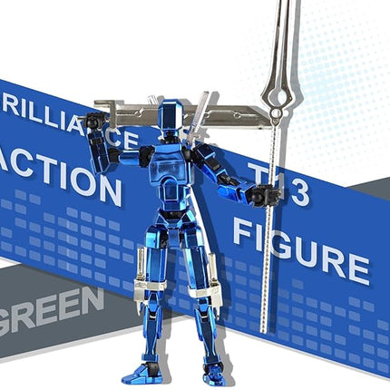 Assembly Completed T13 3D Printed Action Figures,Dummy 13 Robot 13 Movable N13 Action Figure, Lucky 13 Gift for Collectors Desktop Decorations for Game Lovers Toy(Metallic Blue)