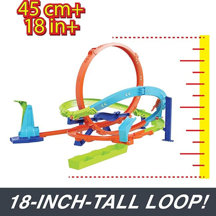 Hot Wheels Toy Car Track Set, Action Loop Cyclone Challenge, 18-in Tall, 2 Ways to Play & Easy Storage, with 1:64 Scale Vehicle