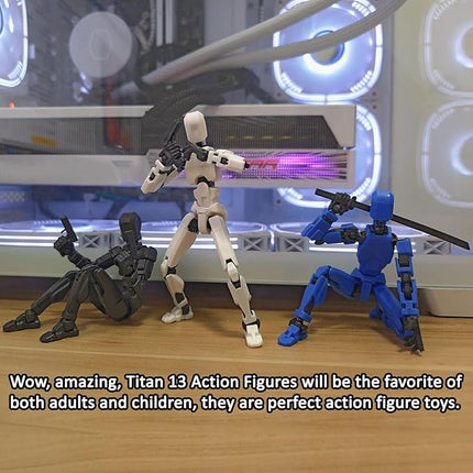 (Assembly Completed) 4 Packs T13 Action Figure Set, 3D Printed ActionFigure Toy Gifts for Kids, Dummy 13,Robot 13 Action Figure Full Body Mechanical Doll Christmas Birthday Gift for Boys Girls