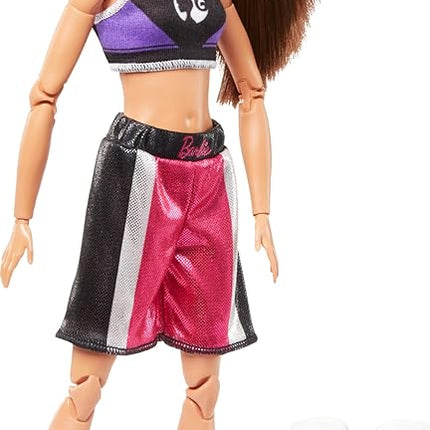 Barbie Made to Move Doll & Accessories, Brunette Boxer Wearing Removable Uniform with Boxing Gloves, 22 Bendable Joints