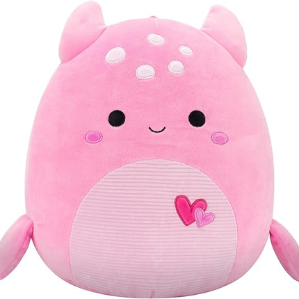 Squishmallows Original 12in Artin The Pink Loch Ness Monster with Hearts – Official Jazwares Valentine Plush (Medium)