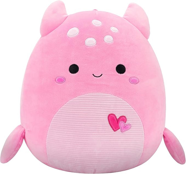 Squishmallows Original 12in Artin The Pink Loch Ness Monster with Hearts – Official Jazwares Valentine Plush (Medium)
