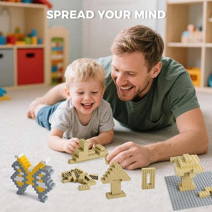 500 Piece Classic Building Bricks and 1 Gray Baseplate, 2x4 Bricks Bulk Creative Building Toys, Blocks Bulk for Kids Ages 6+, Sand(Samll Bricks, 1.25x0.62x0.47 in)