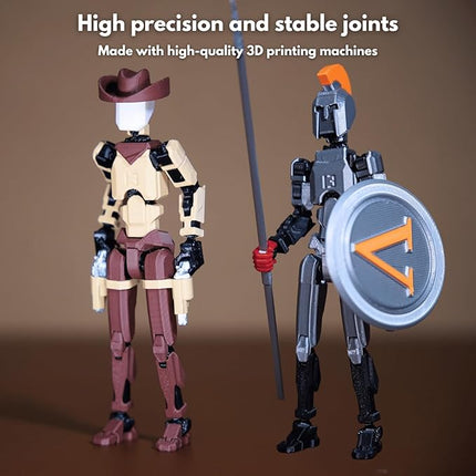Spartan and Cowboy t13 Action Figure｜2-Pack 5.4 inches｜Assembly Completed｜ 3D Printed Dummy 13 Action Figure for Collectors｜Lucky 13 Gift for Friends